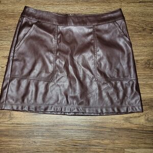 a new day Brown Faux Leather Mini Skirt With Pockets